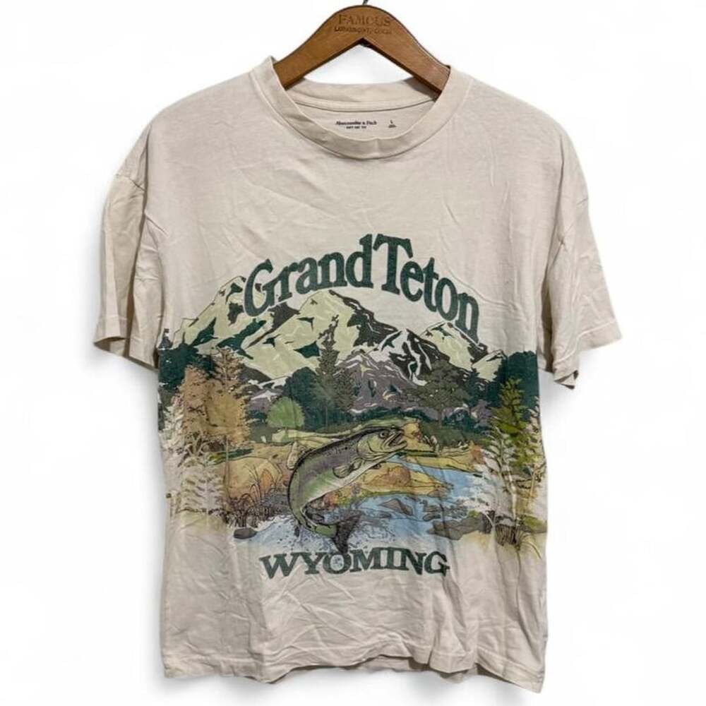 Abercrombie & Fitch Grand Teton Wyoming Graphic T-Shirt Size L
